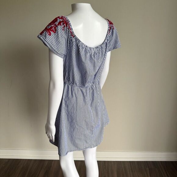 Miami Blue And White Embroidered Summer Dress Size M - Picture 4 of 6